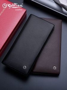 กระเป๋าสตางค์หนังวัวทรงยาวสำหรับผู้ชาย Goldlion แบรนด์เนมกระเป๋าสตางค์หนังแท้ชั้นนำสำหรับพ่อ กระเป๋าสตางค์หนังแท้สำหรับผู้ชาย