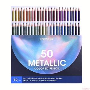 Brutfuner Metallic Colored Pencils 50Pcs Drawing Colored Pencil Soft Wood Golden Pencil For Artist Sketch Coloring Art Supplies 热销新款 品质保证