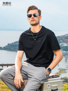 เสื้อยืดแขนสั้นผ้าคอตตอนผสมไนโตรเจนสำหรับผู้ชาย Enjeolon ฤดูร้อน 2025 ผ้าฝ้ายระบายอากาศได้ดี พิมพ์ลายตัวอักษร แฟชั่นสำหรับผู้ชาย