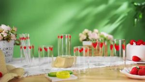 1/2PCS Cute Strawberry Glass Cup with Straw 300ml Adorable Water Milk And Coffee Mug Gift for Students Drinkware for Home School