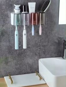 Toothbrush holder with toothpaste dispenser squeeze toothpaste Storage