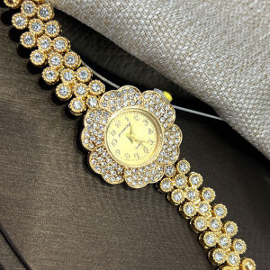Full Diamond Fashion Women Watches Fashion Business Luxury Elegant Sun Flower Dial Bracelet Watch for Women Quartz Wristwatch