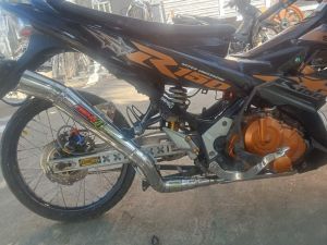 SUZUKI RAIDER 150 CARB  DAENG OPEN PIPE HIGH MOUNT 51 MM TRI-CUT WITH SILENCER