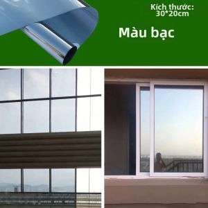 Phim Dán Kính Một Chiều Tự Dính Màu Đen/bạc Phản Quang Cách Nhiệt Dán Cửa Sổ Tạo Sự Riêng Tư Trang Trí Nhà Cửa Văn Phòng