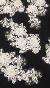 Exclusively Handmade Handsew Embroidery DIY Patch Symphony Rhinestone Pearl Patch Wedding Bridal Veil Applique
