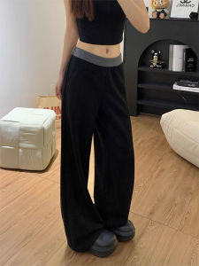 Quần Dài Ống Rộng Cạp Cao Mùa Xuân Thu Màu Đen Nối Dài Thoải Mái Cho Học Sinh Quần Dài Ống Đứng