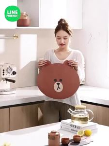 Thảm Thấm Hút Diatomite Line Friends 100% Chính Hãng Thảm Bùn Diatomite Nano Thảm Thoát Nước Bàn Ăn Cách Nhiệt Đế Lót Ly Tại Nhà Màu Nâu Sô Cô La Quà Tặng Sinh Nhật LFB13