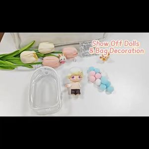 Transparent Blind Box Display Bag with Keychain - Anime Doll Hanging Pouch Portable PVC Zip-Closure Dust-Proof Storage Case for Mini Figures and Collectibles