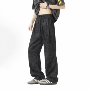 Quần Ống Đứng Mỏng Mùa Hè Ice Silk American Tie Dye Tree Bark Print Cho Nam Quần Dài Ống Rộng Thoải Mái Thoáng Khí Nhanh Khô