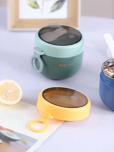 Suumo Cangkir Sup Bekal dan Sendok Portabel Stainless Steel 304