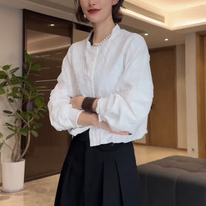 WANGGONGZHU | เสื้อเชิ้ตแขนยาวผ้าลูกไม้สไตล์ฝรั่งเศสสำหรับผู้หญิง ฤดูใบไม้ร่วง 2025 ดีไซน์ใหม่ สง่างาม หลวมๆ แฟชั่นระดับไฮเอนด์