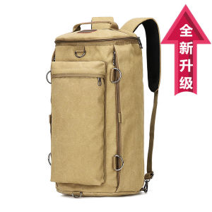 New Mens Large Capacity Outdoor Travel Workwear Canvas Backpack Bucket Bag Single Shoulder Slant Cross Handbag