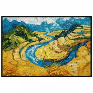 Tranh phong cảnh quê hươngcánh đồng lúa chín vàngphong cảnh ruộng bậc thang vùng miền núitranh treo tườngdán tường.CGI-473