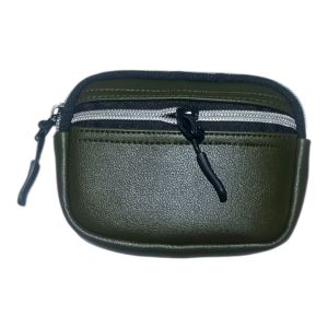 Black silver zipper closure leather coin purse wallet for everyday use