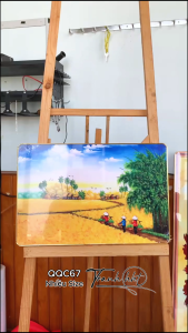 Tranh đồng quê tráng gương tranh quê hương thôn quê tranh đồng quê làng quê dân làng gánh mạ về nhà treo tường QQC67
