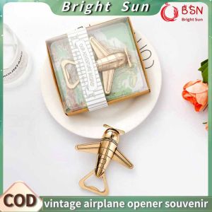 【Fast Delivery】Birthday Souvenir Bronze Airplane Bottle Opener Giveaway Vintage Airplane Bottle Opener With Gift Box Wedding Baptism Birthday Souvenir Retro bronze Aircraft opener gift