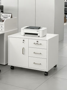 ตู้เสื้อผ้าสไตล์โมเดิร์นสีขาวแบบติดกับฝาผนังพร้อมตู้หนีบด้านข้างและเก้าอี้สำหรับห้องทำงาน ชั้นวางของด้านข้างแบบมีล็อค ชั้นวางเครื่องพิมพ์ ตู้เสื้อผ้าขนาดเล็ก