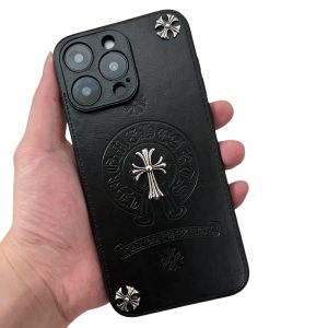 Trendy Brand CroHeart Cross Apple iPhone 17 pro Max Protective Case 16 plus Mobile Phone Shell XS Genuine Leather with Magnetic Attraction Magsafe Popular Model Ins Niche Private