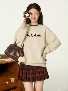 Gbiaior | Cartoon Cat Printed Loose Fit Womens Sweatshirt