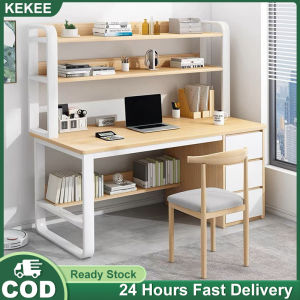 KEKEE Modern Computer Study Desk With Book Shelf Storage Rack Office Study Table Writing Meja Belajar Meja Komputer Murah Membawa rak buku电脑桌