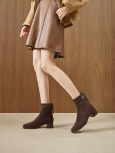 Josiny | Vintage Pointed Toe Work-friendly Mid-heel Ankle Boot Rough Heel