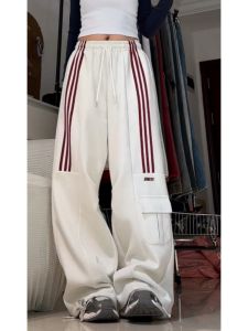 Casual Wide-Leg High-Waist Pants for Women European Hip Hop Jazz Dance Loose Fitting Trousers with Pocket for Autumn and Winter