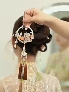 bộ trâm cài tóc cô dâu trang sức xiuhe mặt khỏa hỷ phục trung quôc - cd97