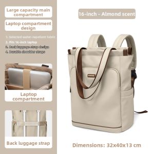GOLF MADAM | Womens Canvas Lightweight Commute Student Laptop Backpack 16-inch