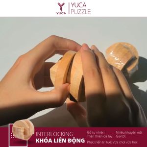 Đồ chơi khóa gỗ Interlock Yuca Puzzle - Khóa liên động Thử thách giải đố thông minh Hack não Trí tuệ Đồ chơi Tư duy Xếp hình 3D