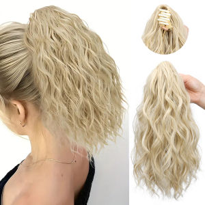 Synthetic Short Water Wave Curly Claw Clip-in Ponytail Hair Extension Black Blonde Hairpiece for Women Fashion Hair Accessories