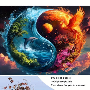 500/1000pcs Chinese Yin-Yang Themed Puzzle for Adults - Square Pieces Challenging 5D/4D Puzzle Book for Adults & Family