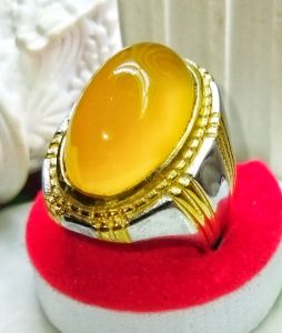 Cincin Batu Akik Anggur Kuning Oval Jumbo