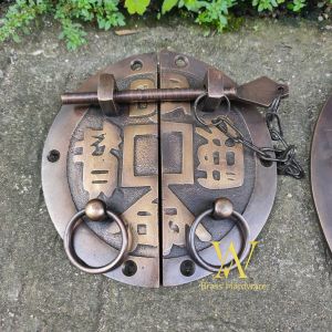 Overpal Kunci Pintu Kuningan Antik Motif Cina 13 cm Dan 20 cm