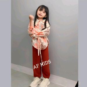Setelan Anak Perempuan Terbaru 1-11 Tahun One Set Cringkel Motif