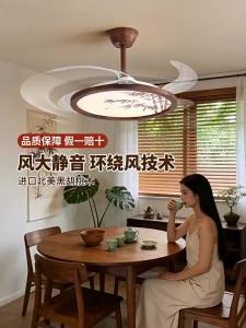 DGY | Aesthetic Walnut Wood Silent Eye-Protective Ceiling Fan Light