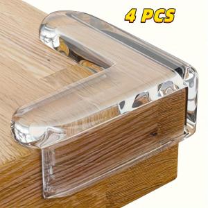 4Pcs  Phthalate-Free Plastic Corner Guards with Strong Adhesive - Transparent & Flexible Edge Protectors for Furniture Safety - Universal Fit & Long Lasting Metal Finish