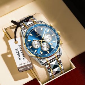 POEDAGAR Luxury Men Quartz Watch Waterproof Luminous Date Chronograph Mens Watches Fashion Stainless Steel Man Wristwatch Reloj
