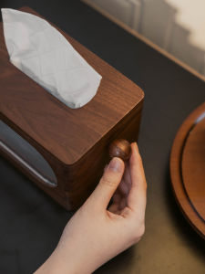 Luxurious Modern Fold-Over Wooden Tissue Box High-End Sensation Living Room Home Use Napkin Box Artistic Feelings Decorative