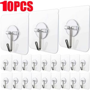 🔥10PCS Self Adhesive Hooks Rotating Waterproof Seamless Strong Sticker Holder Wall Door Storage Hanging Hook Kitchen Bathroom Organizer