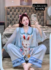 Bộ pijama lụa latin viền ren tiểu thư baby kute 40-60kg