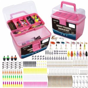 goture | Goture Fishing Tackle Box with Tackle Included 209-281pc Trout Fishing Lure Kit with Removable Compartments Portable FishingGear