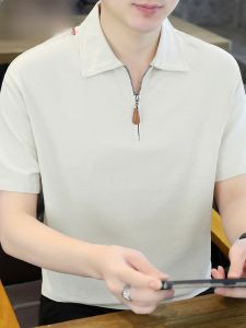 HENGYUANXIANG | Hengyuanxiang Mens Short Sleeve Polo Shirt Casual Pure Color Turn-down Collar Breathable Summer Fashion Urban Style T-shirt