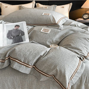 Luxury Simple 100% Cotton Linen Bed Sheet Set