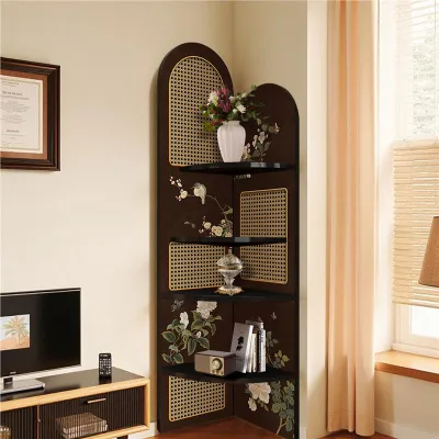 Vintage Corner Bookshelf Cabinet