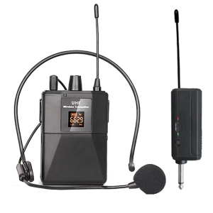 Wireless Lavalier Microphon Headset Mic with Transmitter Receiver LED Display Bodypack Transmitter for Teaching Live Performance