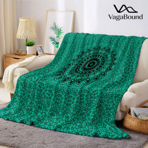 BILIBILI | Teal Mandala Fractal Flannel Blanket Warm Soft Halloween Christmas Decorative Couch Warm Cozy All-Season Gift