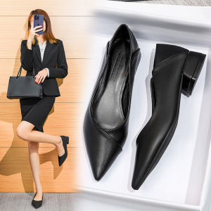 Professional Black High Heel Single Shoes for Women Commute Work Interview Slip-On Office Shoes Comfortable Three-Centimeter Heels