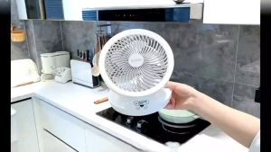 Wireless Suspended Air Circulation Fan USB Rechargeable Folding Electric Fan Night Light Touch Control 4 Speed