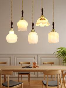 SANGEJIANGREN | Wabi-sabi Style Walnut Wood Antique Copper and Glass Pendant Light