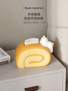 Creamy Tissue Box Desktop Decorations Home Renovation Entrance Way Small Ornament Cartoon Style Resin Craft Original Design